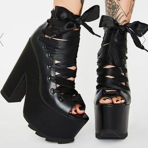 YRU Black Ballet Bae Platforms
